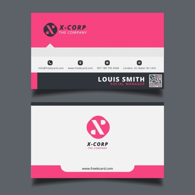 Simple pink business card