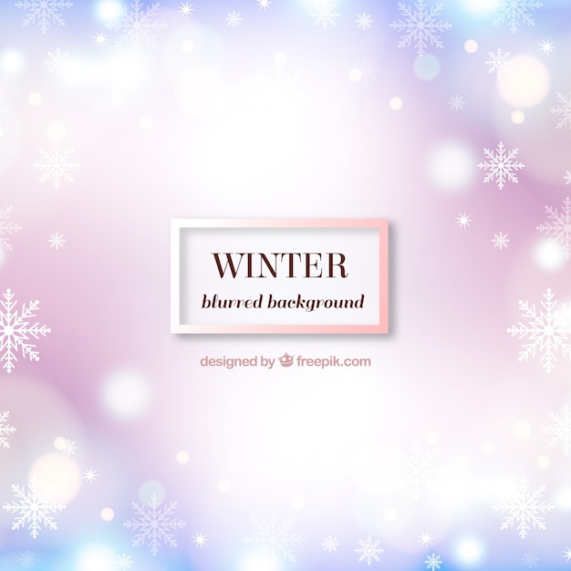 Free vector simple pink winter background with  bokeh effect