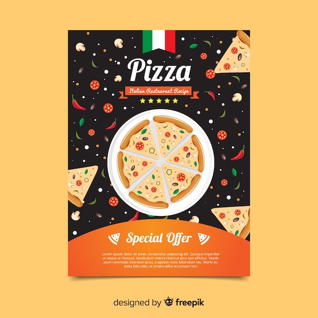 Vettore gratuito semplice volantino per pizza