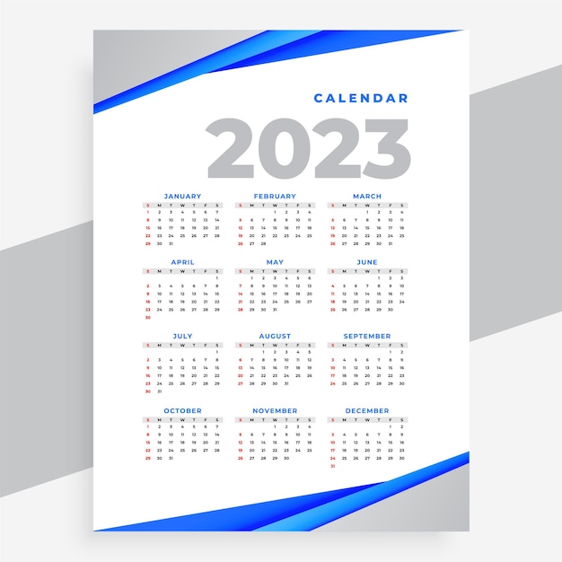 Simple printable 2023 office calendar layout design vector