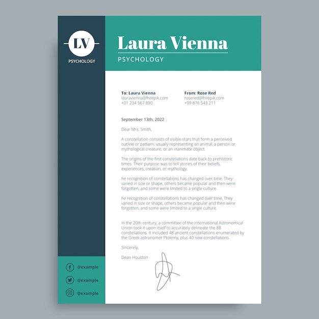 Free vector simple psychology lv letter template