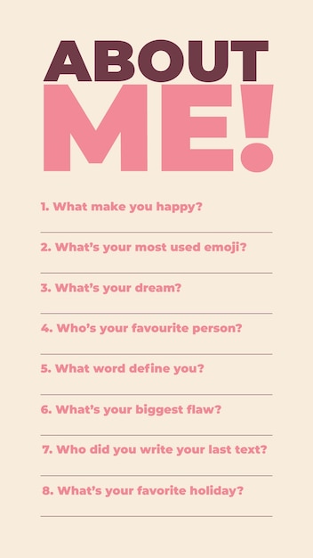 Free vector simple questions about me instagram story