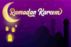 Free vector simple ramadan background with sillhouette shadow