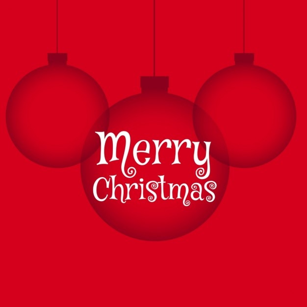 Free vector simple red background with three christmas balls