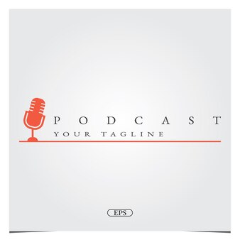 Podcast 라디오 녹음 로고 프리미엄 우아한 템플릿 벡터 eps 10에 대한 간단한 빨간색 마이크 마이크