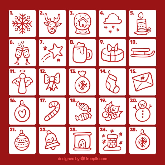 Simple red and white advent calendar