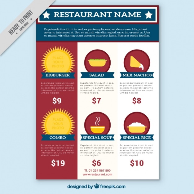 Free Vector simple restaurant brochure