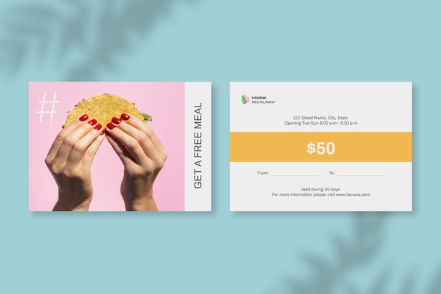 Free vector simple restaurant gift certificate