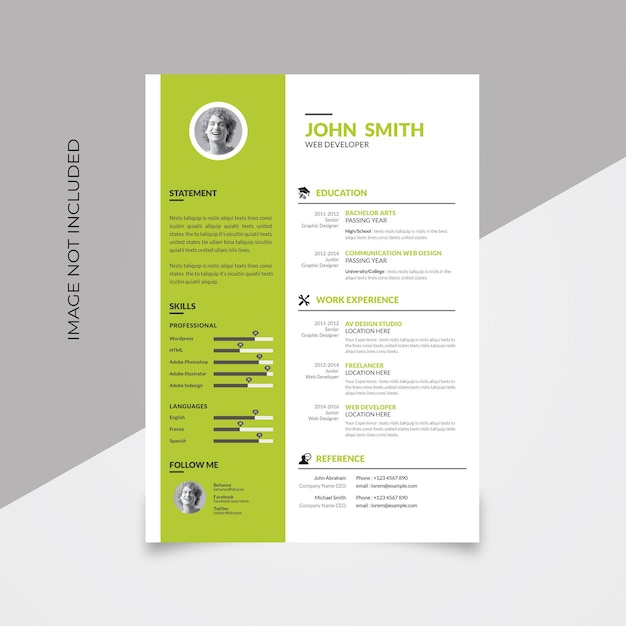 Simple resume design with green accent