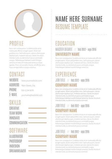 Free vector simple resume template