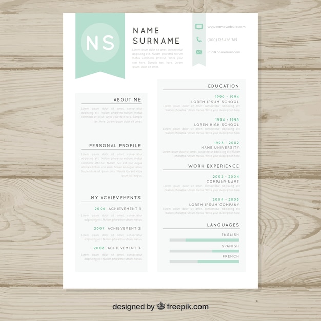 Free vector simple resume template