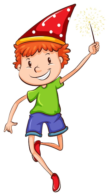 Free vector a simple sketch of a boy celebrating