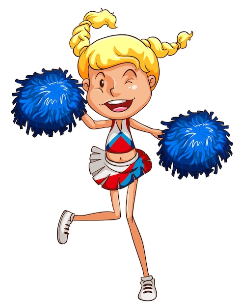 Cheerleader cartoon with pom poms Royalty Free Vector Image