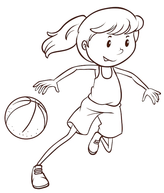 Free vector a simple sketch of a female basketball player