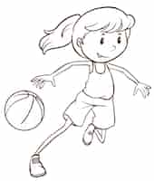 Free vector a simple sketch of a female basketball player