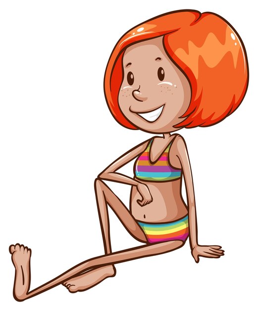 A simple sketch of a girl at the beach