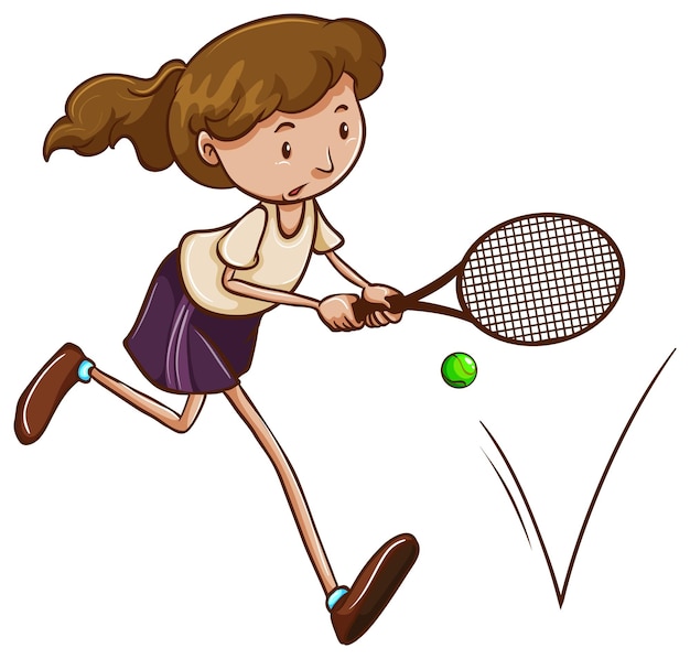 Простой набросок девушки, играющей в теннис