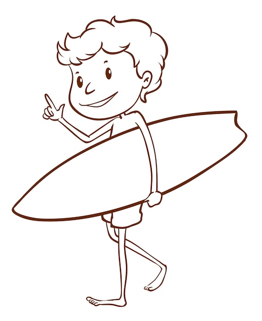 A simple sketch of a male surfer