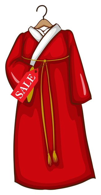 赤いアジアのドレスの簡単なスケッチ
