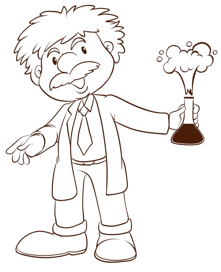 Free Vector a simple sketch of a scientist