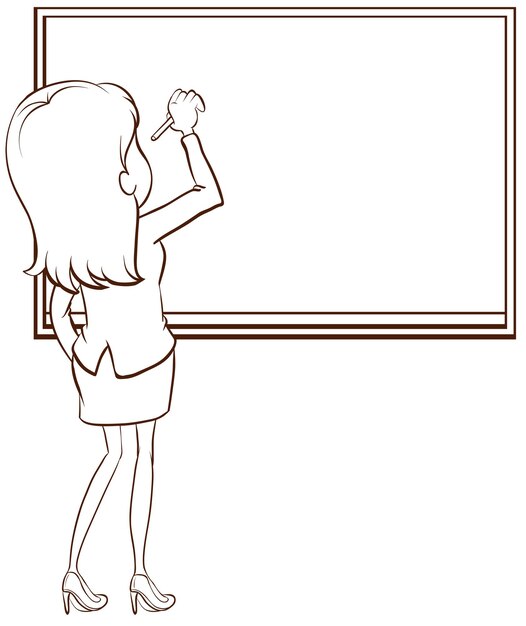 A simple sketch of a teacher writing