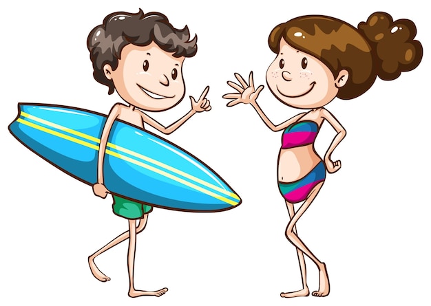 Free vector a simple sketch of two people going to the beach