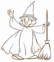 Free vector a simple sketch of a wizard