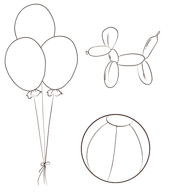 Free Vector simple sketches of the balloons and a ball