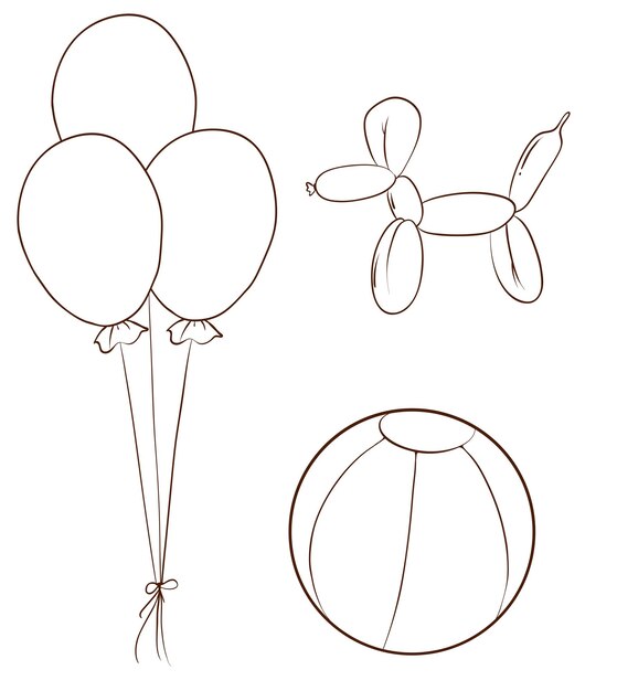 Простые эскизы воздушных шаров и шара