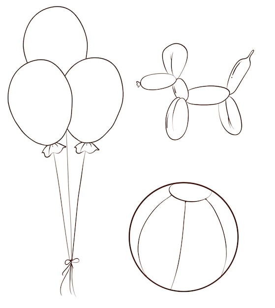 Simple sketches of the balloons and a ball