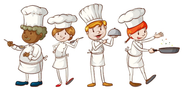 Free vector simple sketches of chefs