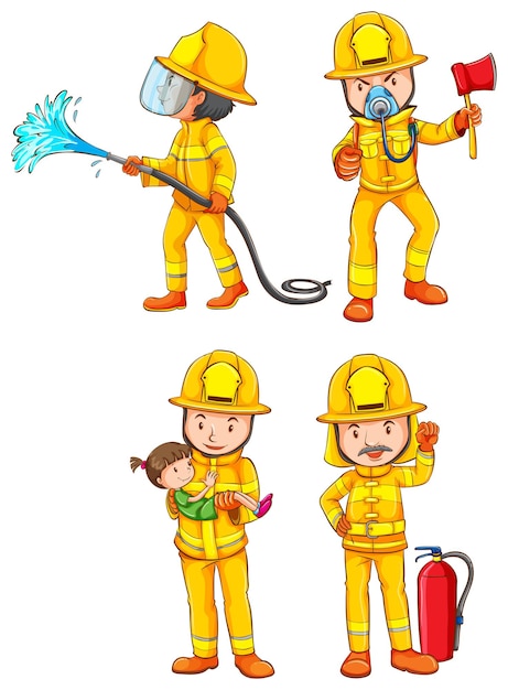 Free vector simple sketches of the firemen