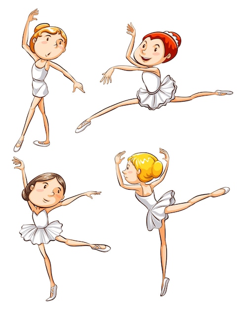 Free vector simple sketches of a girl dancing ballet