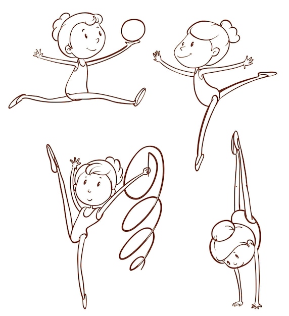 Free vector simple sketches of the gymnasts