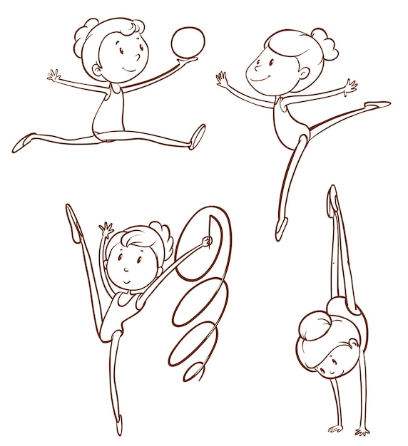 Simple sketches of the gymnasts