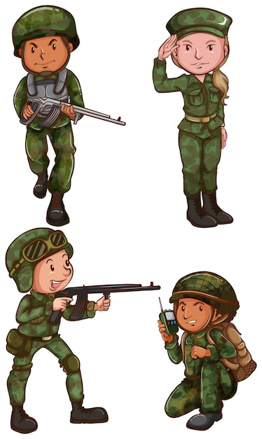 Simple sketches of a soldier