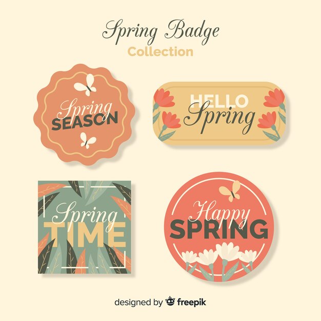 Free vector simple spring badge set