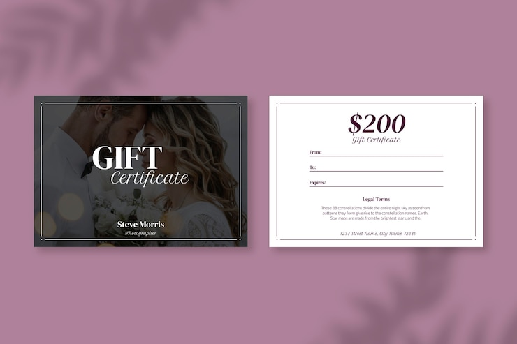 Free Vector simple steve morris photographer gift certificate