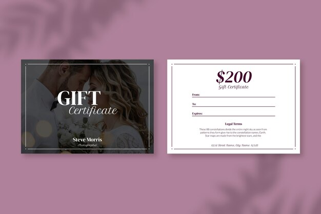 simple steve morris photographer gift certificate