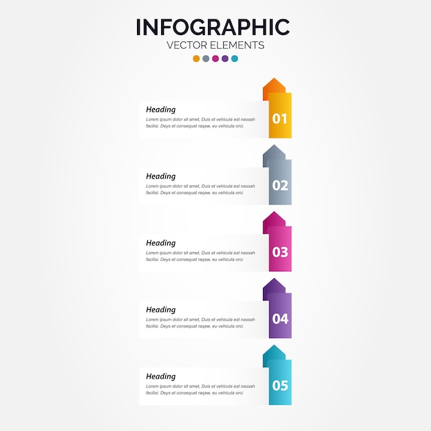 Free vector simple stylish 5 vertical infographic template