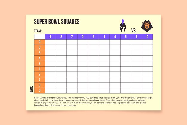 シンプルなスーパーボウルの正方形のワークシート