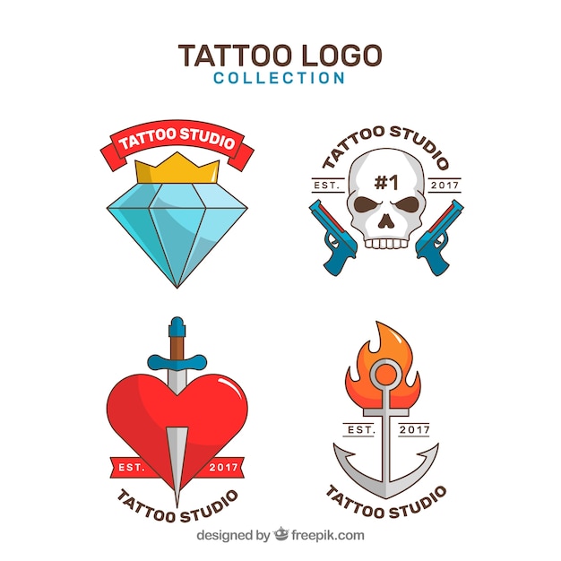 Free vector simple tattoo logo collection