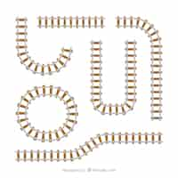 Free vector simple train track collection