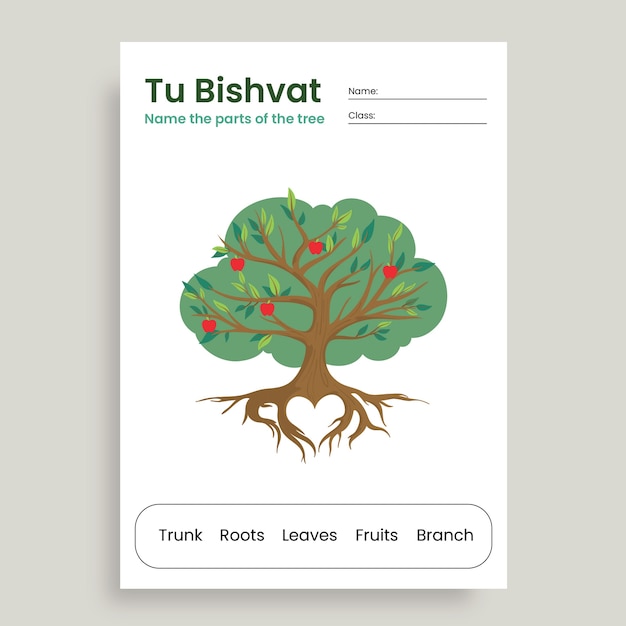 simple tu bishvat tree exercise worksheet