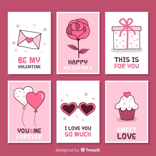 Semplice collezione di carte di san valentino