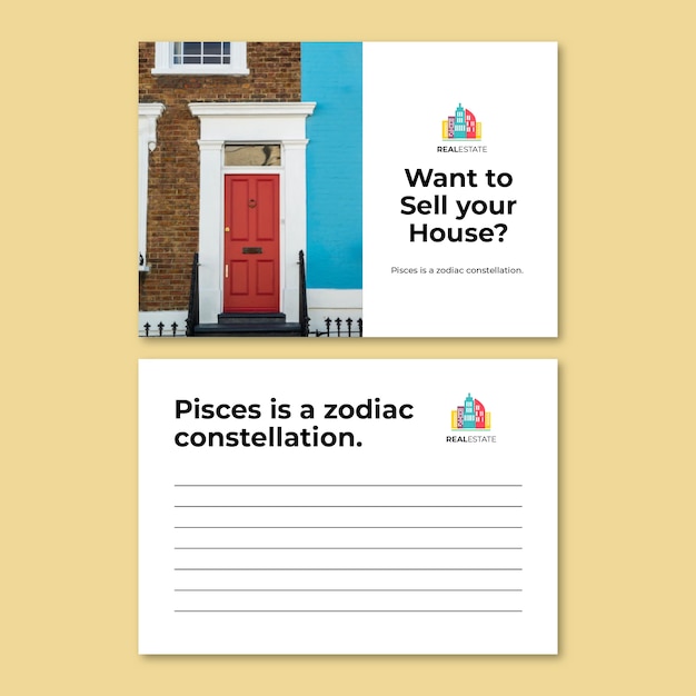 Free vector simple want to sell your house? postcard