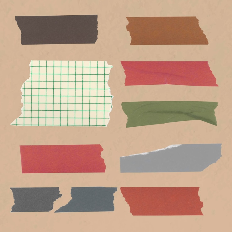 Free Vector simple washi tape clipart, colorful collage element vector collection
