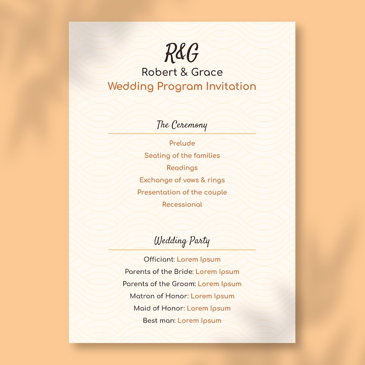 Free Vector simple wedding event program invitation