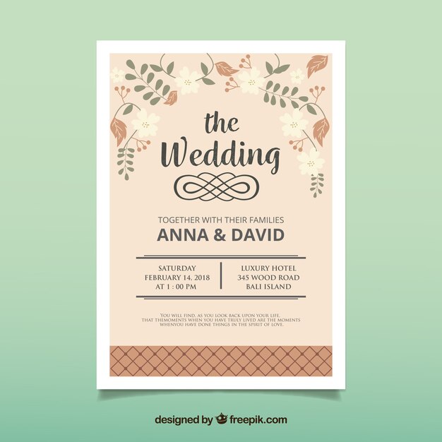 simple wedding invitation in flat design