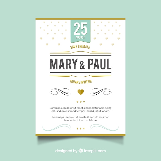 Free vector simple wedding invitation in flat design